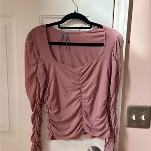 Elegant Ruched Mauve Blouse
